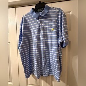 Masters Collection 100% Pima Cotton  Light Blue and White Striped Polo Size XL